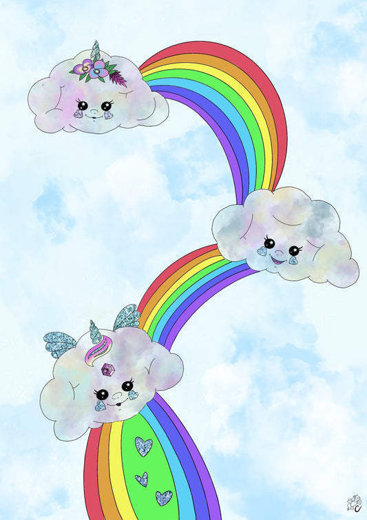 Cloudpuff Rainbows Colouring Page